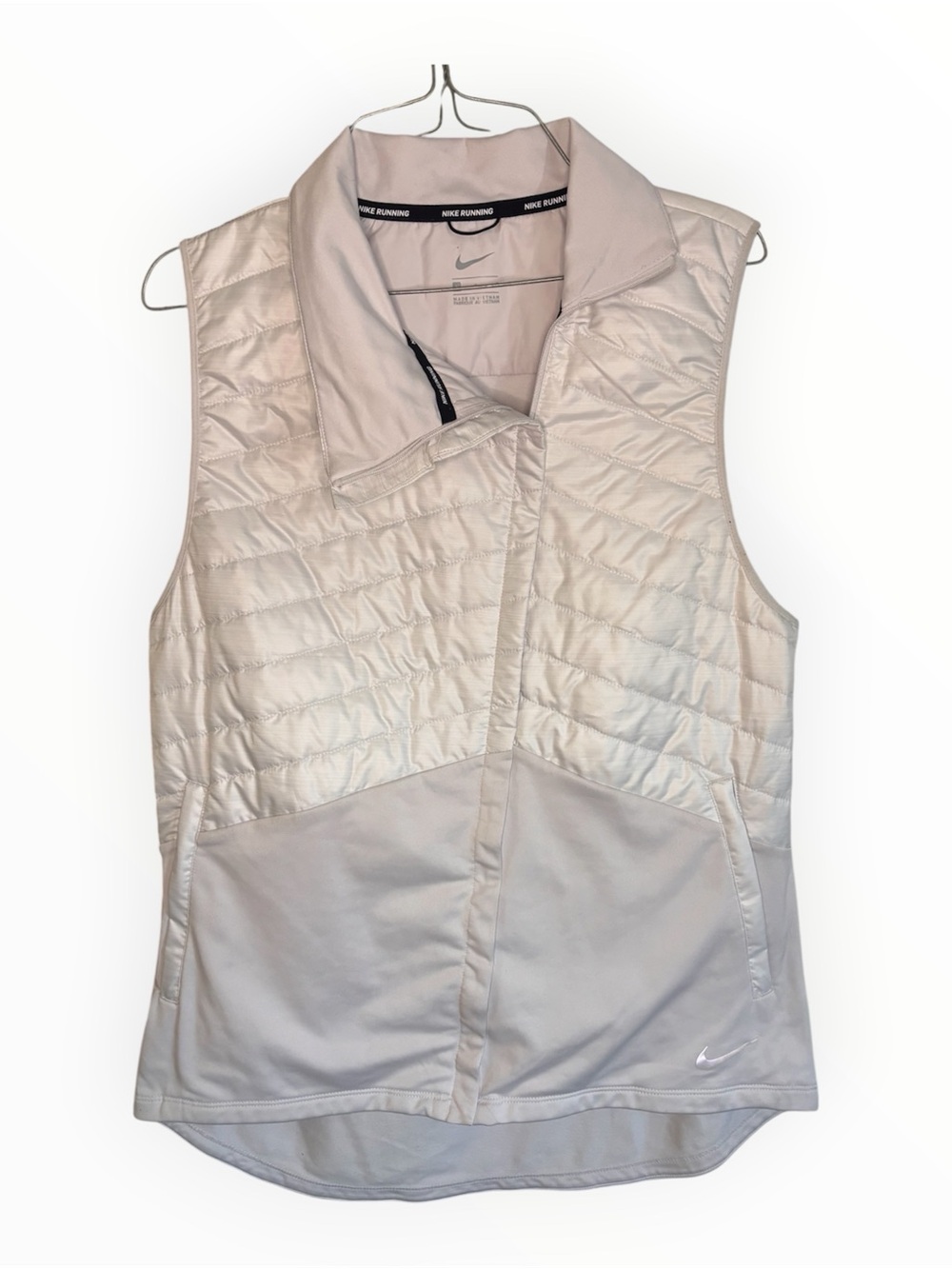 Nike Women’s Light Beige Quilted Hybrid Running Vest | Size L
